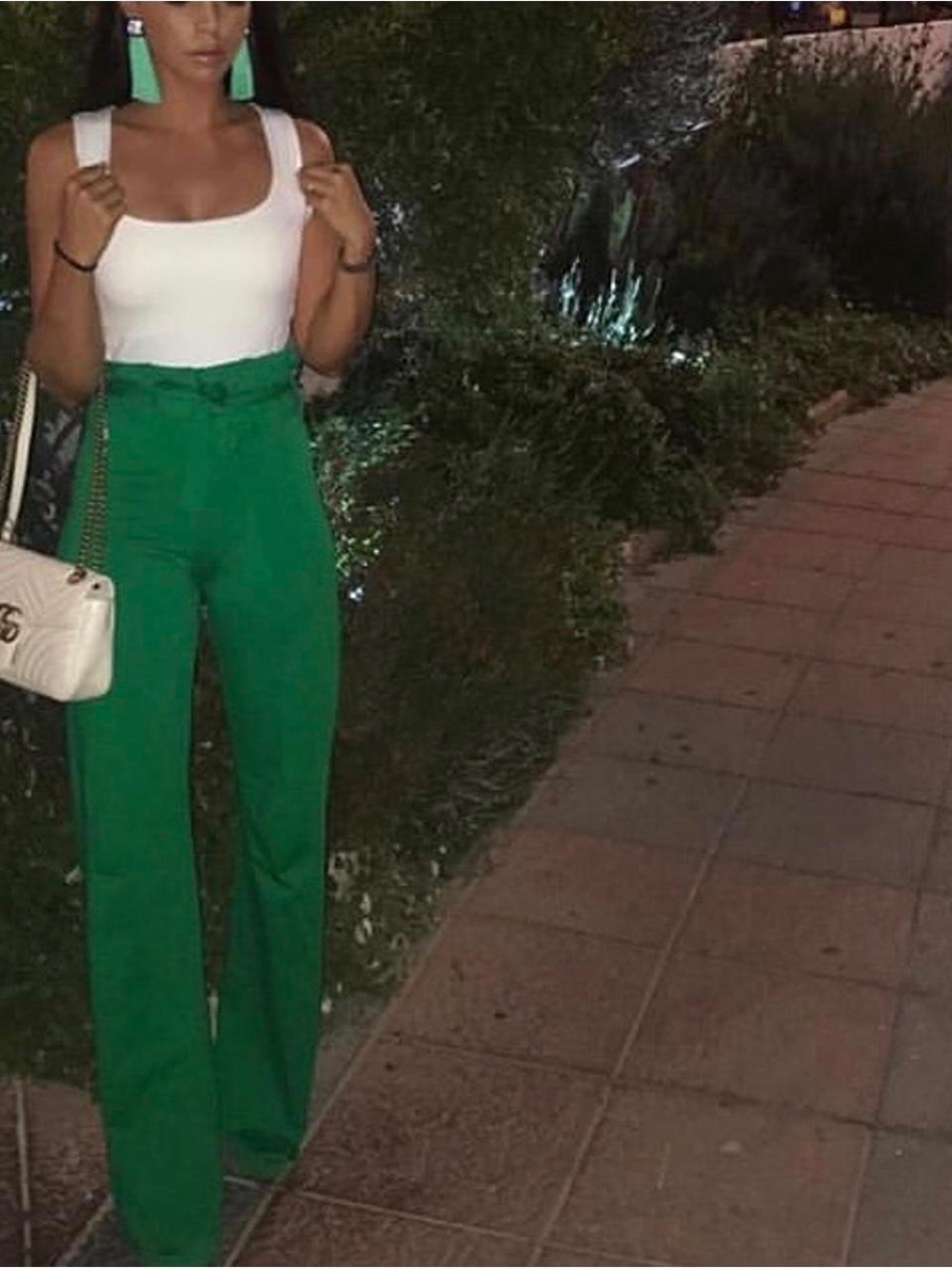 SLNGHR - Green High Waisted Trouser Pants